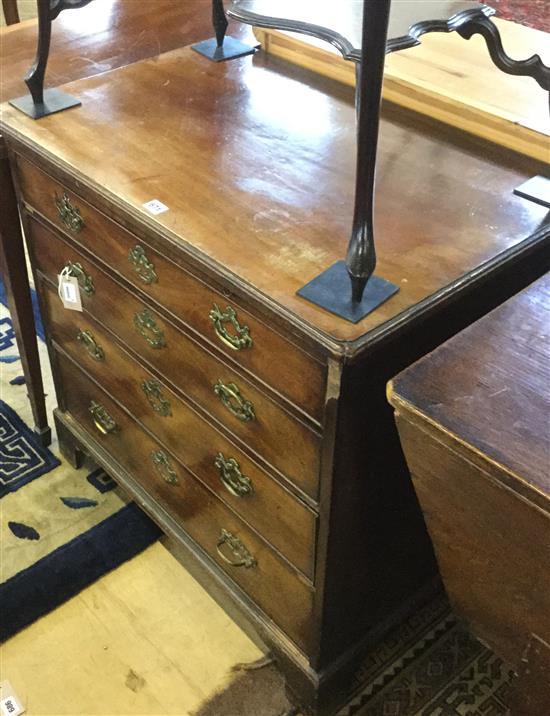 George III mahogany four-drawer chest fitted brushing slide (faults)